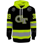 customized georgia tech yellow jackets safety motif black neon green hoodie best selling