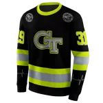 customized georgia tech yellow jackets safety motif black neon green hoodie best selling