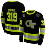 customized georgia tech yellow jackets safety motif black neon green hoodie best selling