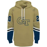 customized georgia tech yellow jackets striped sleeves gold hoodie best selling