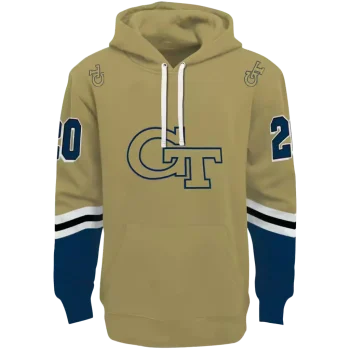 customized georgia tech yellow jackets striped sleeves gold hoodie best selling