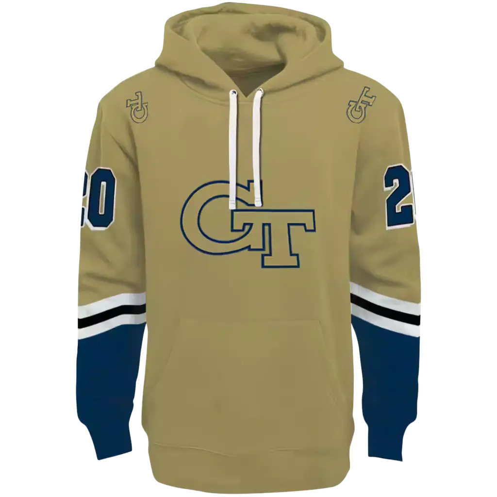 customized georgia tech yellow jackets striped sleeves gold hoodie best selling customized georgia tech yellow jackets striped sleeves gold hoodie best selling