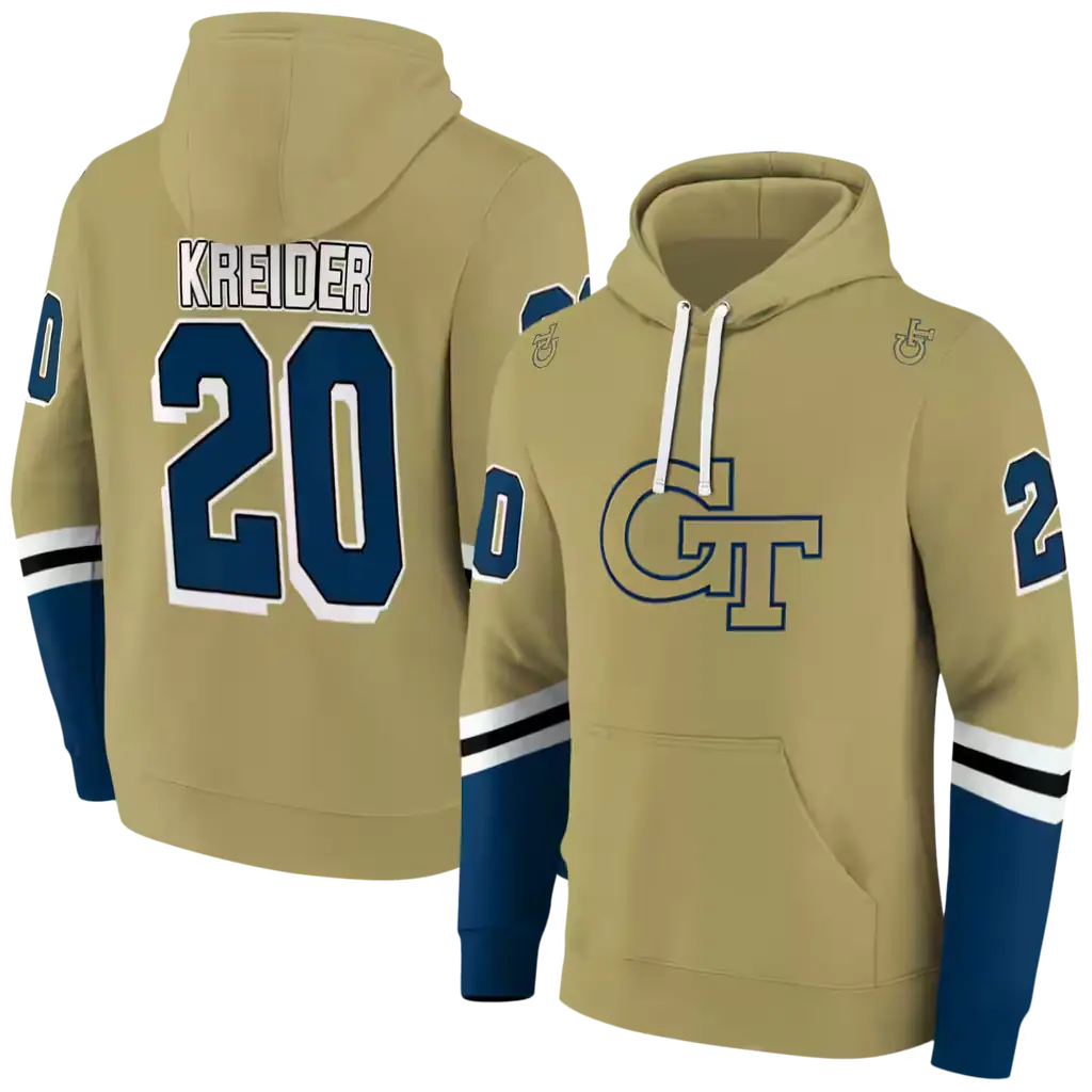 customized georgia tech yellow jackets striped sleeves gold hoodie fashion forward customized georgia tech yellow jackets striped sleeves gold hoodie fashion forward