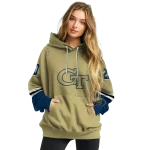 customized georgia tech yellow jackets striped sleeves gold hoodie best selling