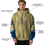 customized georgia tech yellow jackets striped sleeves gold hoodie best selling