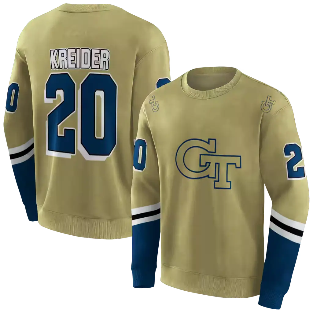 customized georgia tech yellow jackets striped sleeves gold hoodie premium grade customized georgia tech yellow jackets striped sleeves gold hoodie premium grade