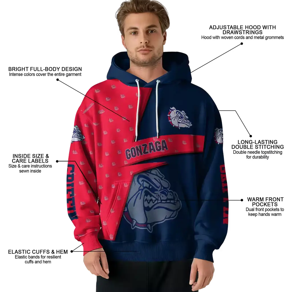 customized gonzaga bulldogs abstract shape blue hoodie latest model customized gonzaga bulldogs abstract shape blue hoodie latest model