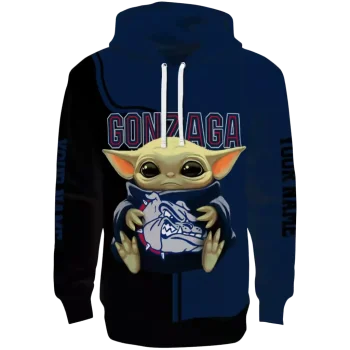 customized gonzaga bulldogs baby yoda blue black hoodie best selling