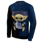 customized gonzaga bulldogs baby yoda blue black hoodie best selling