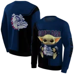 customized gonzaga bulldogs baby yoda blue black hoodie best selling