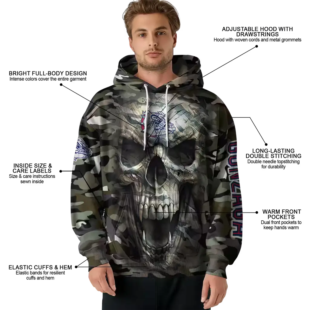 customized gonzaga bulldogs camo skull hoodie latest model customized gonzaga bulldogs camo skull hoodie latest model