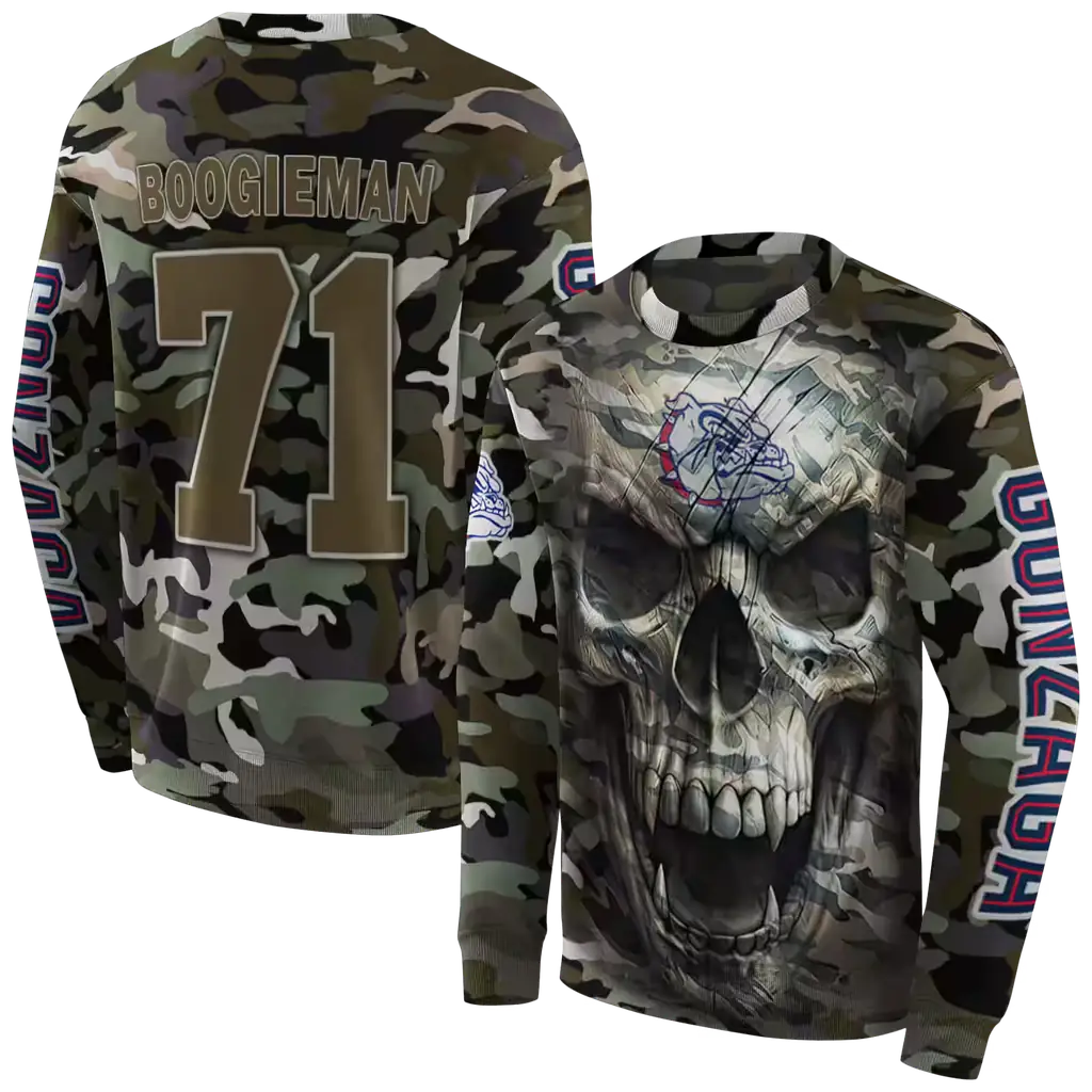 customized gonzaga bulldogs camo skull hoodie premium grade customized gonzaga bulldogs camo skull hoodie premium grade