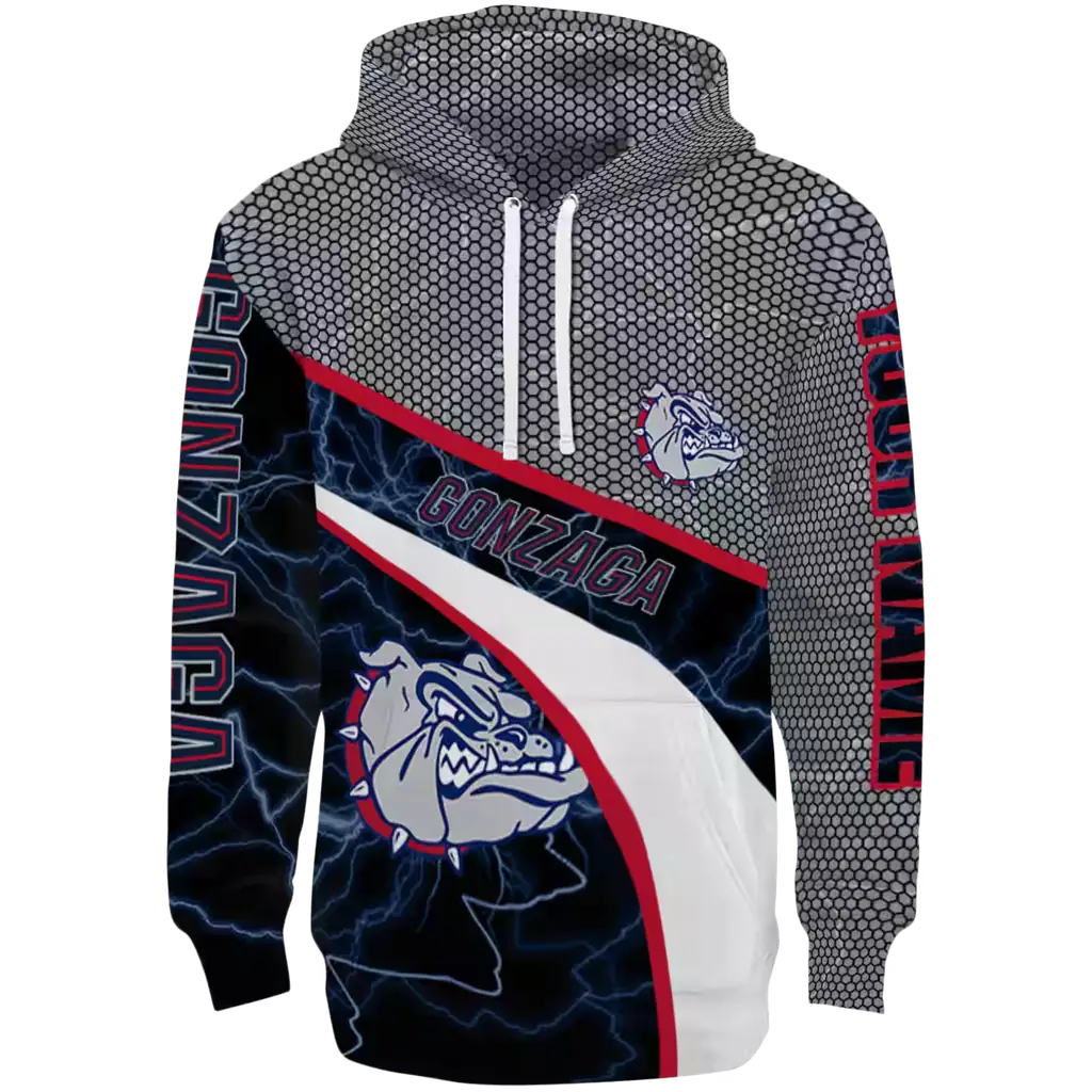 customized gonzaga bulldogs hexagonal mesh blue black gray hoodie best selling customized gonzaga bulldogs hexagonal mesh blue black gray hoodie best selling