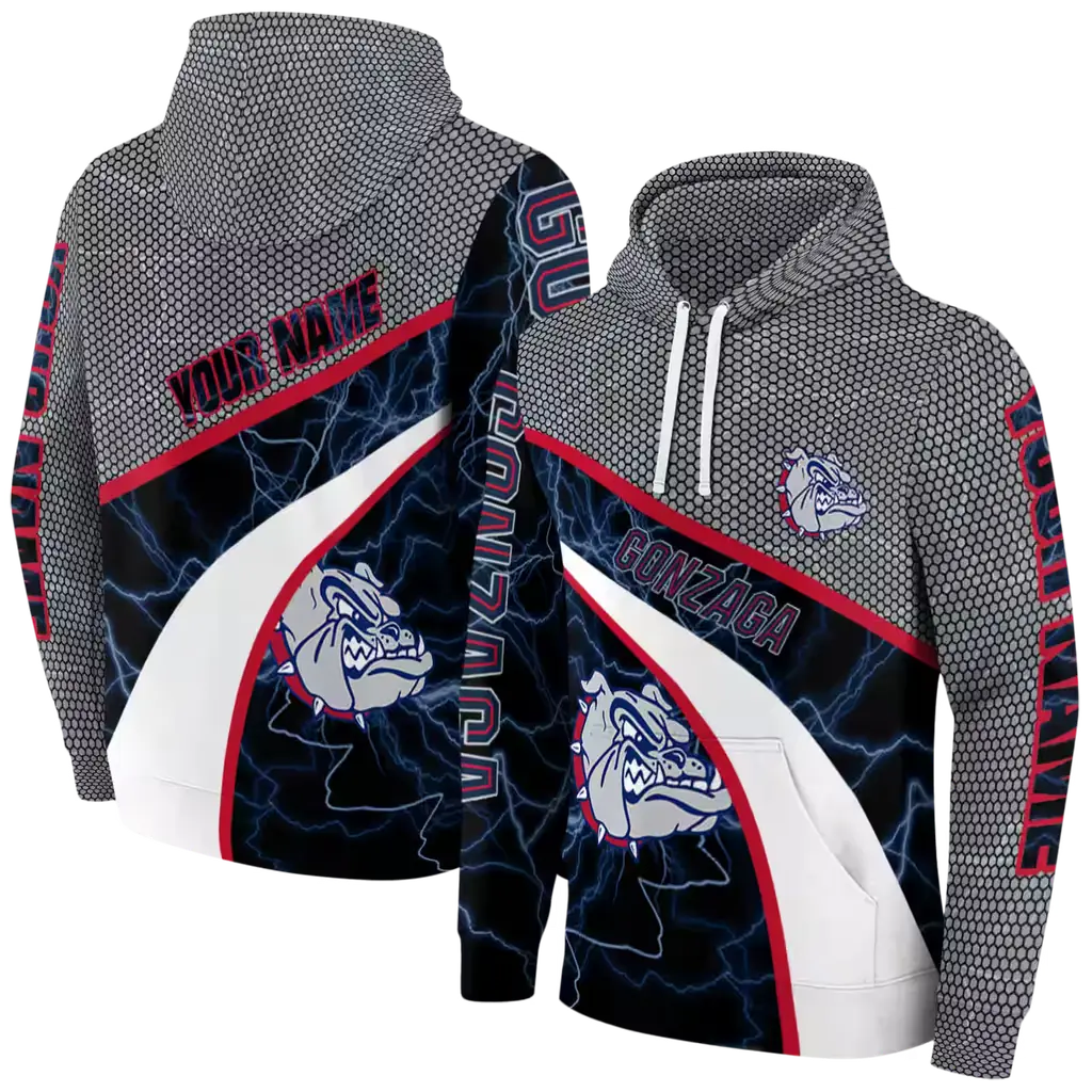 customized gonzaga bulldogs hexagonal mesh blue black gray hoodie fashion forward customized gonzaga bulldogs hexagonal mesh blue black gray hoodie fashion forward