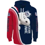 customized gonzaga bulldogs peeking snoopy blue hoodie best selling