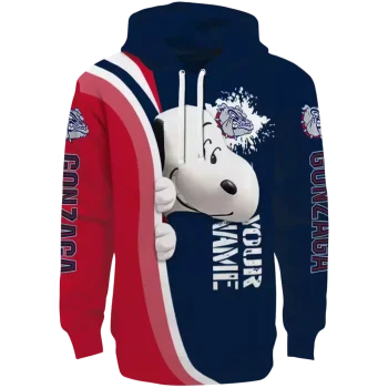 customized gonzaga bulldogs peeking snoopy blue hoodie best selling