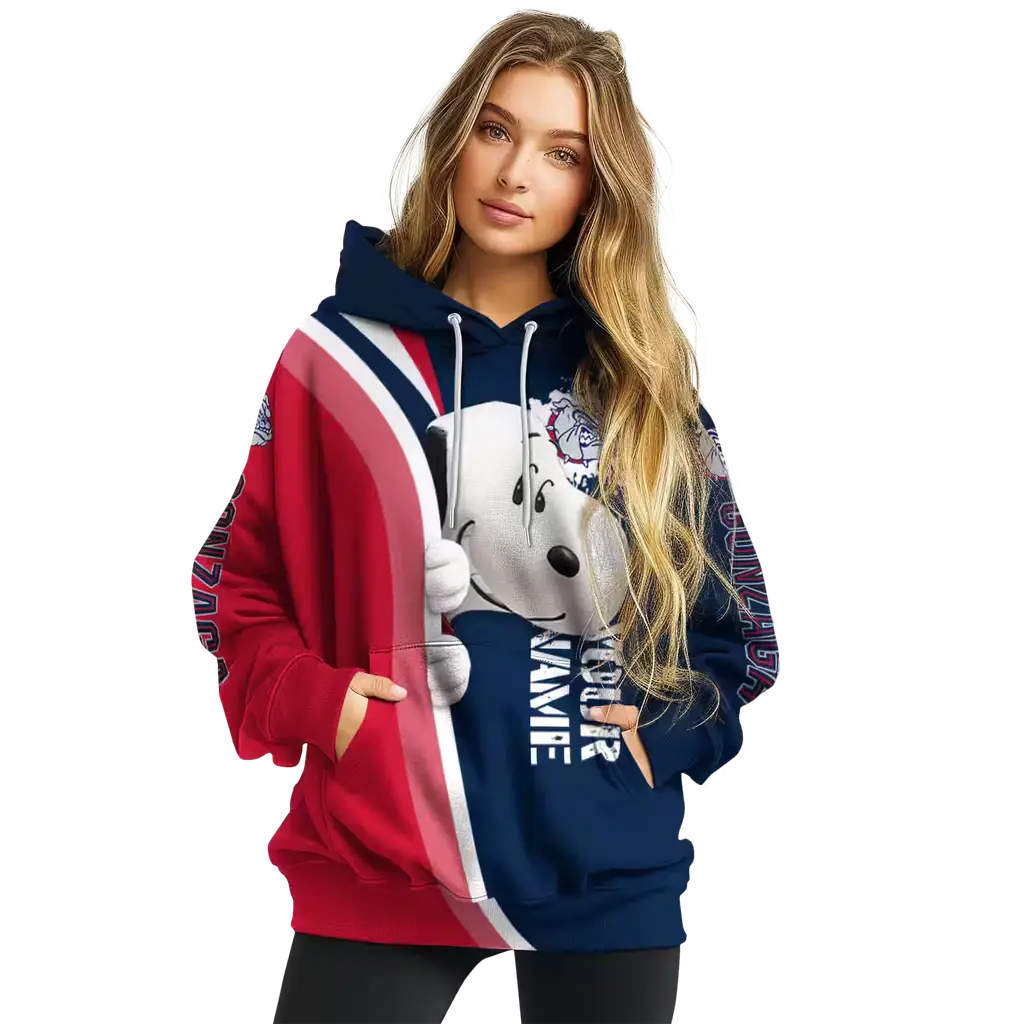 customized gonzaga bulldogs peeking snoopy blue hoodie high quality customized gonzaga bulldogs peeking snoopy blue hoodie high quality