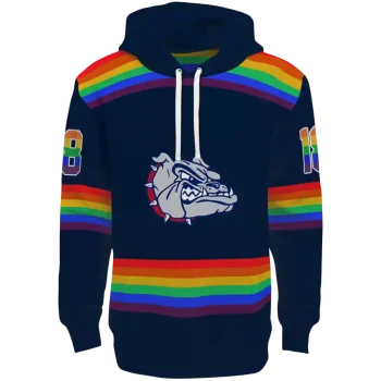 customized gonzaga bulldogs rainbow stripes blue hoodie best selling