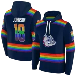 customized gonzaga bulldogs rainbow stripes blue hoodie best selling
