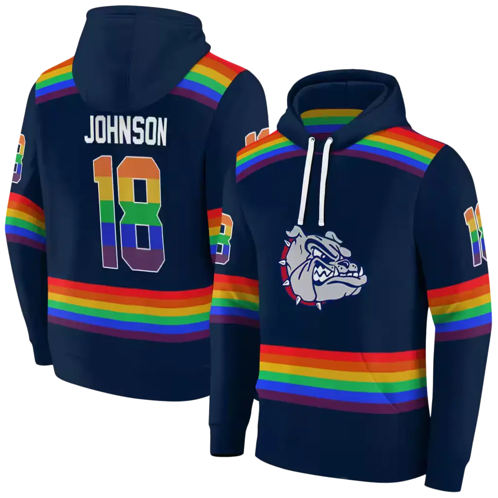 customized gonzaga bulldogs rainbow stripes blue hoodie fashion forward customized gonzaga bulldogs rainbow stripes blue hoodie fashion forward