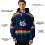 customized gonzaga bulldogs rainbow stripes blue hoodie best selling