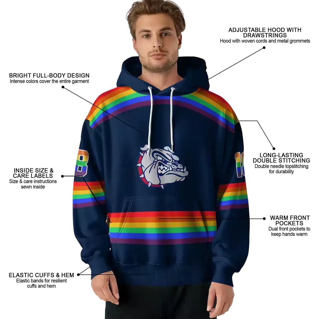 customized gonzaga bulldogs rainbow stripes blue hoodie latest model customized gonzaga bulldogs rainbow stripes blue hoodie latest model