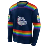 customized gonzaga bulldogs rainbow stripes blue hoodie best selling