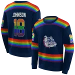 customized gonzaga bulldogs rainbow stripes blue hoodie best selling