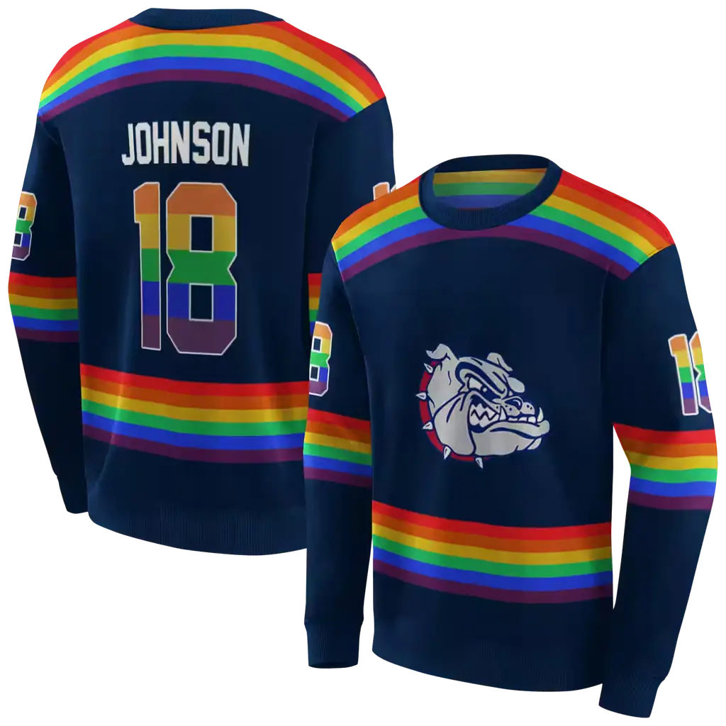 customized gonzaga bulldogs rainbow stripes blue hoodie premium grade customized gonzaga bulldogs rainbow stripes blue hoodie premium grade