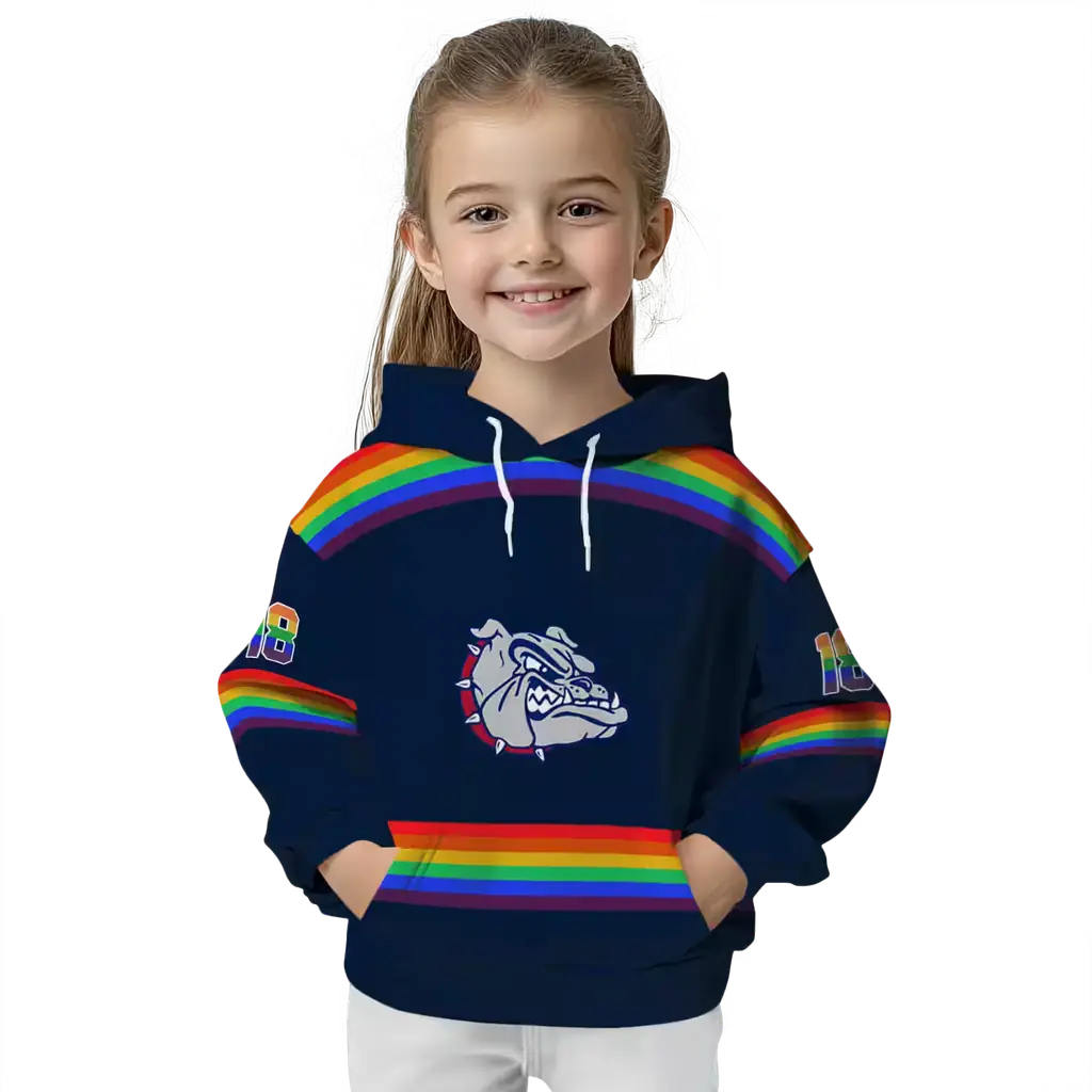 customized gonzaga bulldogs rainbow stripes blue hoodie top rated customized gonzaga bulldogs rainbow stripes blue hoodie top rated