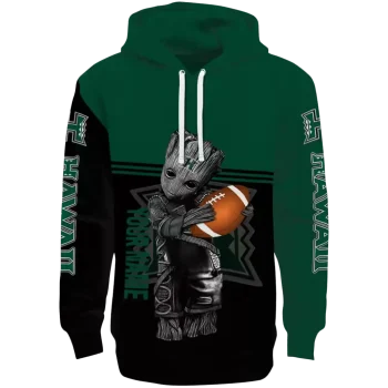 customized hawaii rainbow warriors baby groot green black hoodie best selling