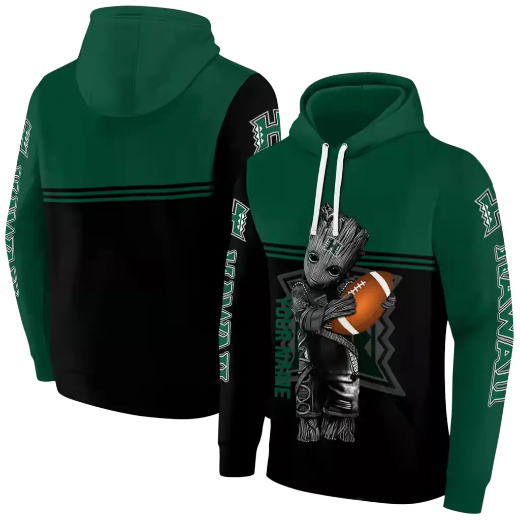 customized hawaii rainbow warriors baby groot green black hoodie fashion forward customized hawaii rainbow warriors baby groot green black hoodie fashion forward