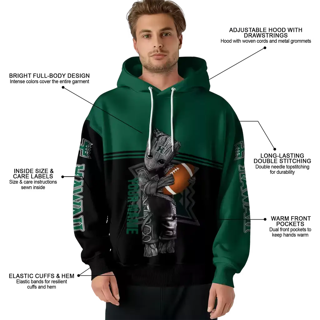 customized hawaii rainbow warriors baby groot green black hoodie latest model customized hawaii rainbow warriors baby groot green black hoodie latest model