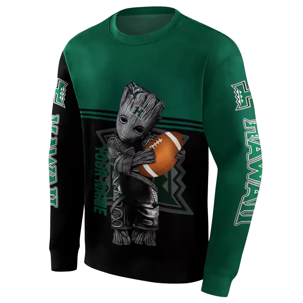 customized hawaii rainbow warriors baby groot green black hoodie new arrival customized hawaii rainbow warriors baby groot green black hoodie new arrival