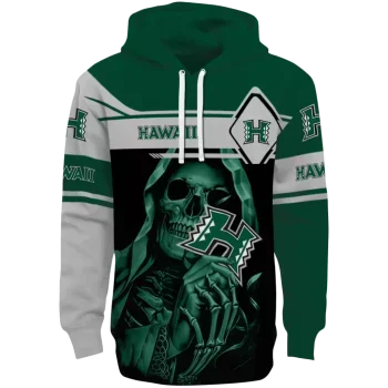 customized hawaii rainbow warriors grim reaper green black hoodie best selling