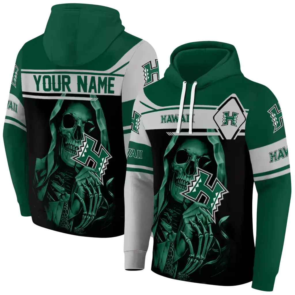 customized hawaii rainbow warriors grim reaper green black hoodie fashion forward customized hawaii rainbow warriors grim reaper green black hoodie fashion forward