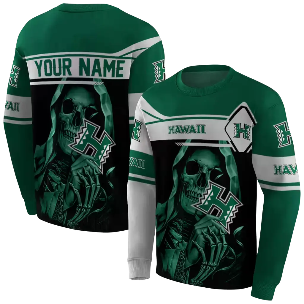 customized hawaii rainbow warriors grim reaper green black hoodie premium grade customized hawaii rainbow warriors grim reaper green black hoodie premium grade