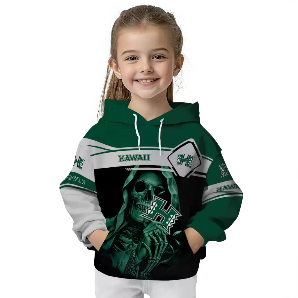 customized hawaii rainbow warriors grim reaper green black hoodie top rated customized hawaii rainbow warriors grim reaper green black hoodie top rated