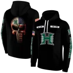customized hawaii rainbow warriors punisher skull black hoodie best selling