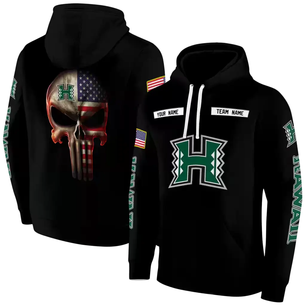 customized hawaii rainbow warriors punisher skull black hoodie fashion forward customized hawaii rainbow warriors punisher skull black hoodie fashion forward