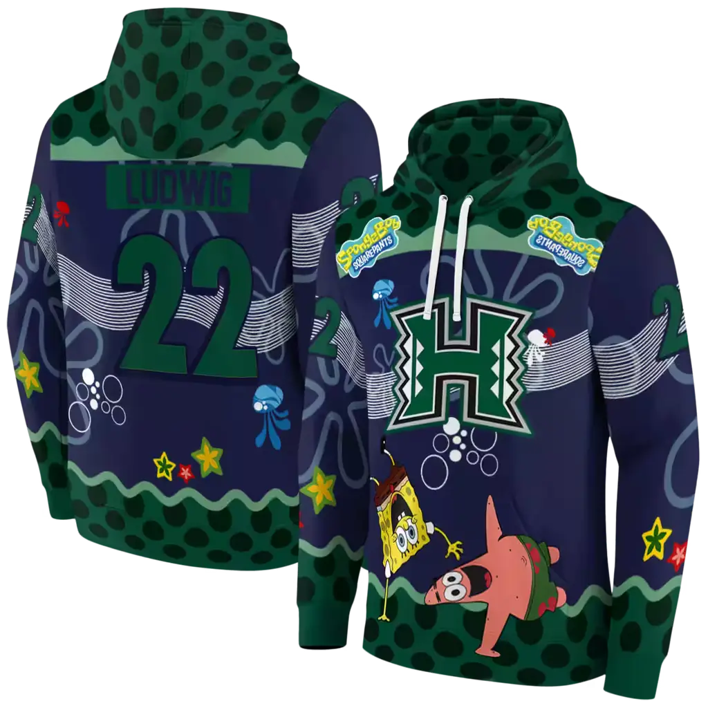 customized hawaii rainbow warriors spongebob patrick star green navy hoodie fashion forward customized hawaii rainbow warriors spongebob patrick star green navy hoodie fashion forward