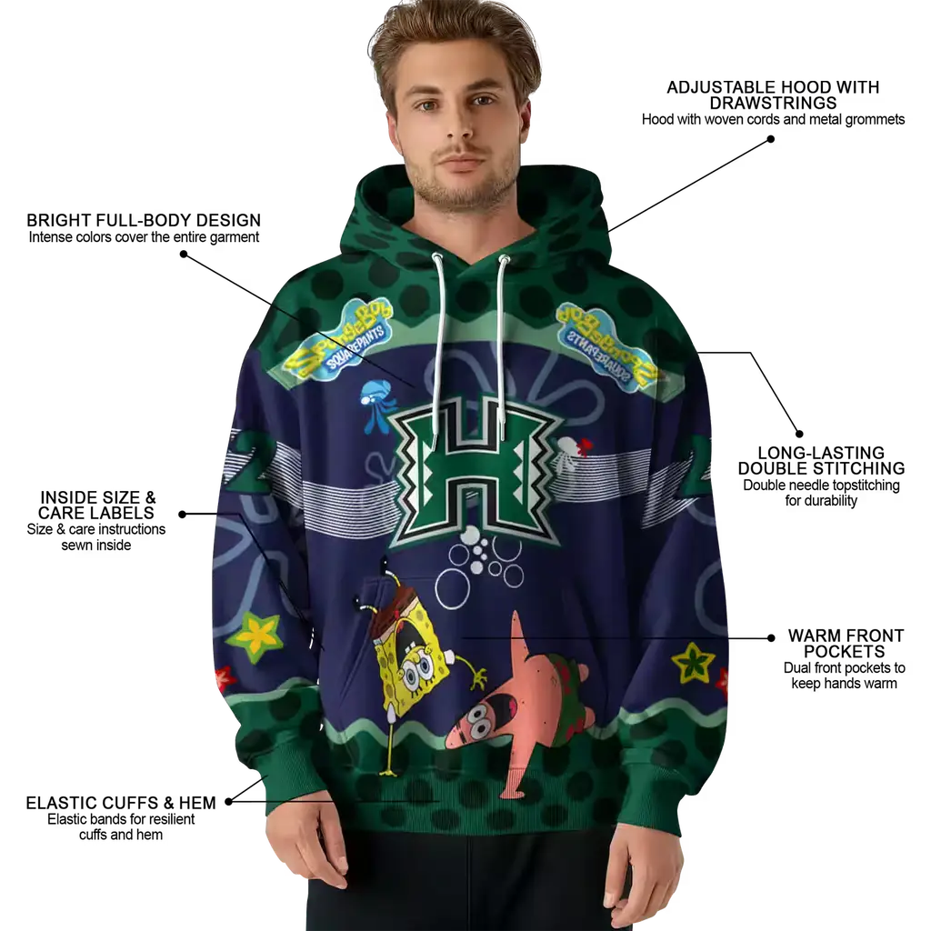customized hawaii rainbow warriors spongebob patrick star green navy hoodie latest model customized hawaii rainbow warriors spongebob patrick star green navy hoodie latest model