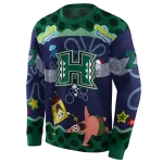 customized hawaii rainbow warriors spongebob patrick star green navy hoodie best selling