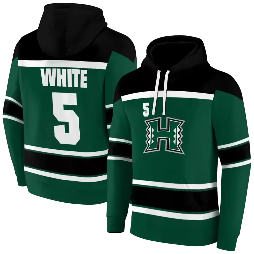 customized hawaii rainbow warriors striped pattern green hoodie fashion forward customized hawaii rainbow warriors striped pattern green hoodie fashion forward