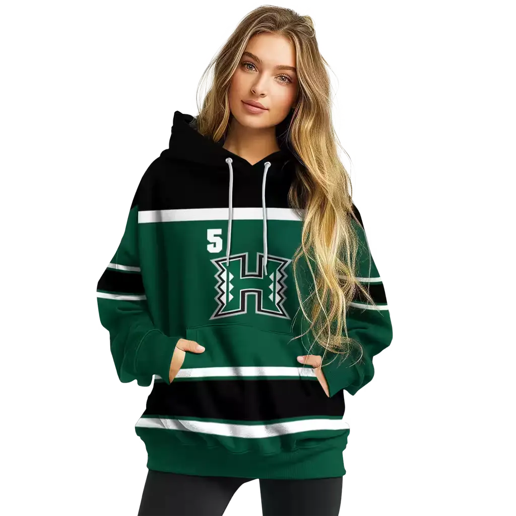 customized hawaii rainbow warriors striped pattern green hoodie high quality customized hawaii rainbow warriors striped pattern green hoodie high quality