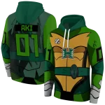 customized hawaii rainbow warriors superhero armor green hoodie best selling