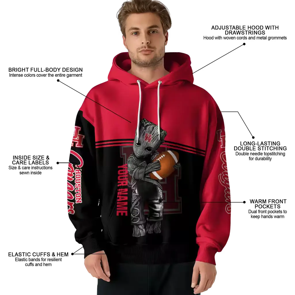 customized houston cougars baby groot red black hoodie latest model customized houston cougars baby groot red black hoodie latest model