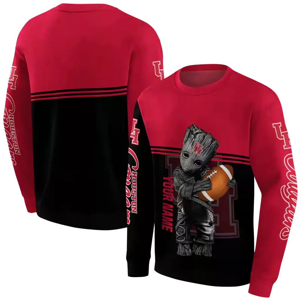 customized houston cougars baby groot red black hoodie premium grade customized houston cougars baby groot red black hoodie premium grade