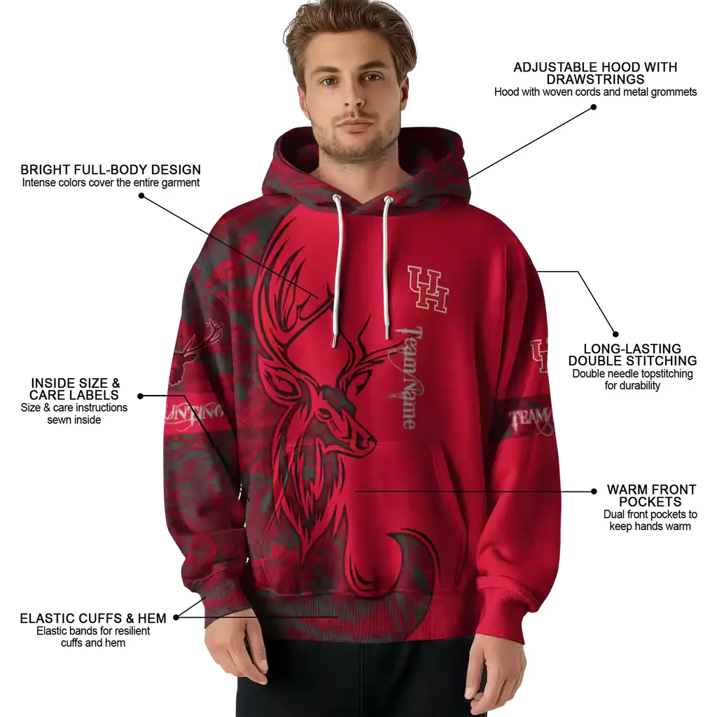 customized houston cougars deer silhouette red hoodie latest model customized houston cougars deer silhouette red hoodie latest model