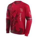 customized houston cougars deer silhouette red hoodie best selling